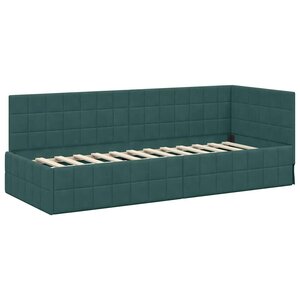 vidaXL Cadre de lit d'angle Vert foncé 80 cm x 200 cm tissu