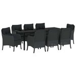 vidaXL Ensemble de salle à manger pour jardin 9 Pièces Noir polyrotin