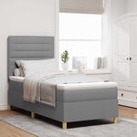 vidaXL Lit à ressorts avec matelas Gris clair 100 x 200 cm tissu
