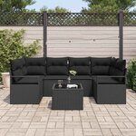 vidaXL Ensemble de canapé de jardin avec coussin 7 Pièces Noir