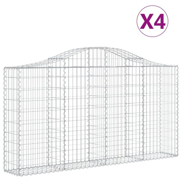vidaXL Paniers à gabions arqués 4 Pièces 200x30x100/120 cm Fer galvanisé