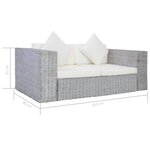 vidaXL Canapé à 2 places avec coussins Gris Rotin naturel