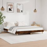 vidaXL Cadre de lit sans matelas chêne fumé 150x200 cm bois ingénierie