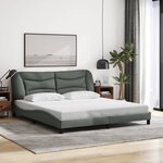 vidaXL Cadre de lit avec LED sans matelas Hvar gris foncé 180x200 cm tissu