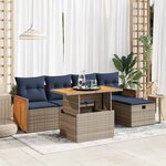 vidaXL Salon de jardin avec coussins 6 Pièces gris résine tressée acacia