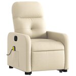vidaXL Fauteuil inclinable de massage électrique Crème Tissu