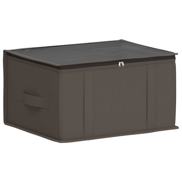 vidaXL Boîte de rangement avec fenêtre transparente Gris Tissu intissé