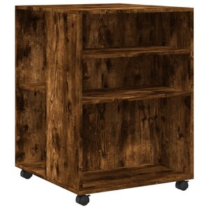 vidaXL Table d'appoint avec roues chêne fumé bois d'ingénierie