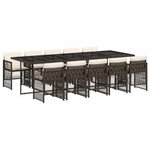 vidaXL Ensemble à manger de jardin et coussins 11 Pièces marron rotin