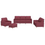 vidaXL Ensemble de canapés 4 Pièces avec coussins Rouge bordeaux Tissu
