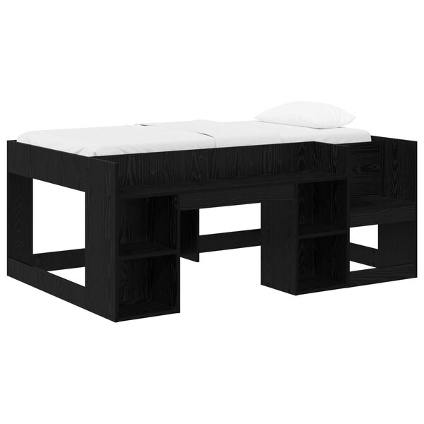 vidaXL Cadre de lit pour enfants avec rangement Chêne noir 80 x 160 cm