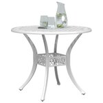 vidaXL Table de jardin blanc Ø90x75 cm aluminium coulé