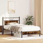 vidaXL Cadre de lit sans matelas chêne fumé 107x203 cm bois ingénierie