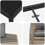 Ensemble salle à manger jardin 5 pièces Beige Rattan Synthétique