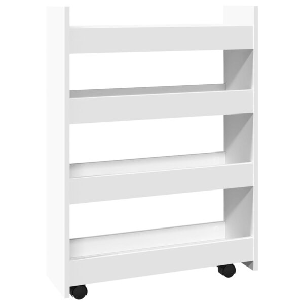 vidaXL Chariot de rangement étroit 4 niveaux blanc bois d'ingénierie