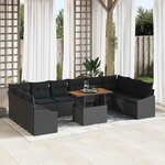 vidaXL Ensemble de salle à manger pour jardin 11 Pièces Noir et Marron