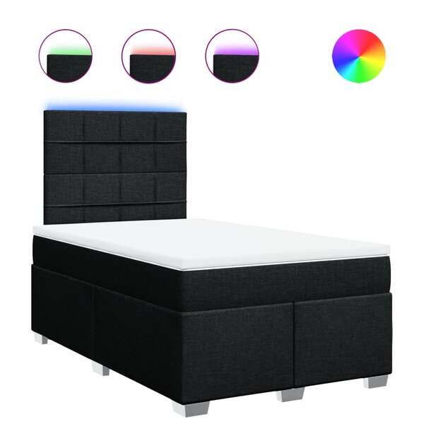 vidaXL Sommier à lattes de lit avec matelas noir 120x190 cm tissu