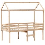 vidaXL Lit haut avec toit 90x200 cm bois de pin massif