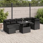 vidaXL Salon de jardin 8 Pièces avec coussins noir résine tressée
