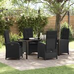 vidaXL Ensemble de salle à manger pour jardin 5 Pièces Noir polyrotin