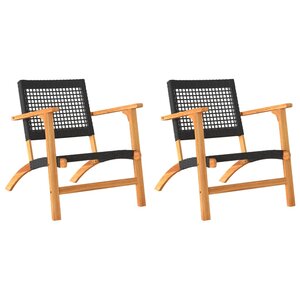 vidaXL Chaises de jardin lot de 2 noir résine tressée et bois d’acacia
