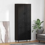 vidaXL Haut Armoire 2 Pièces Chêne noir Bois Aggloméré et Verre