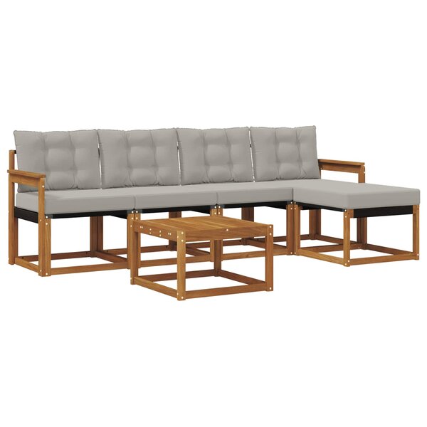 vidaXL Ensemble de canapés d'extérieur 6 pc Naturel et gris clair