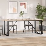 vidaXL Table à manger cadre en O 200x100x75 5 cm bois pin massif acier