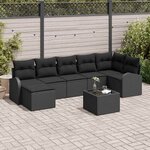 vidaXL Ensemble de canapé de jardin 8 Pièces Noir Poly rotin