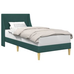 vidaXL Cadre de lit Uni avec tête de lit Vert foncé 90 x 200 cm tissu