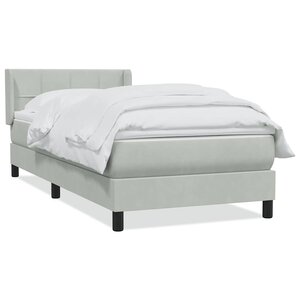 vidaXL Sommier à lattes de lit et matelas gris clair 90x210 cm velours