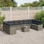 vidaXL Ensemble de canapé de jardin Gris polyrotin