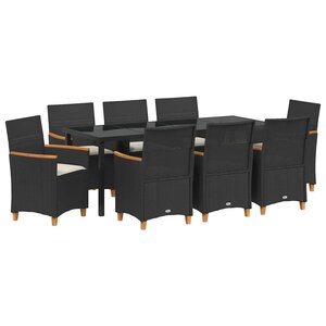 vidaXL Ensemble de salle à manger pour jardin 9 Pièces Noir polyrotin