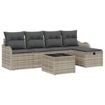 Ensemble de Canapé de Jardin de 6 Pièces avec Coussins Gris Clair en Rattan Poly