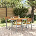 vidaXL Ensemble de salle à manger pour jardin 5 Pièces Gris et marron