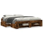 vidaXL Cadre de lit sans matelas chêne fumé 150x200 cm bois ingénierie