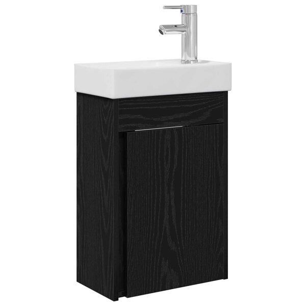 vidaXL Meuble de salle de bain avec robinet Chêne noir