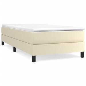 vidaXL Lit à sommier tapissier avec matelas Crème 100x200cm Similicuir