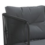 vidaXL Ensemble de canapés de jardin et coussins noir acier textilène