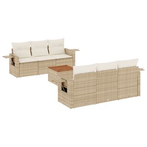 vidaXL Salon de jardin avec coussins 7 Pièces beige résine tressée