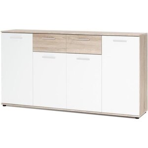 Buffet bas classique blanc et chêne mat - 160 cm