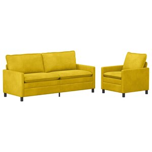 vidaXL Ensemble de Canapés 2 Pièces Jaune Velours
