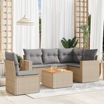 vidaXL Salon de jardin avec coussins 6Pièces mélange beige résine tressée