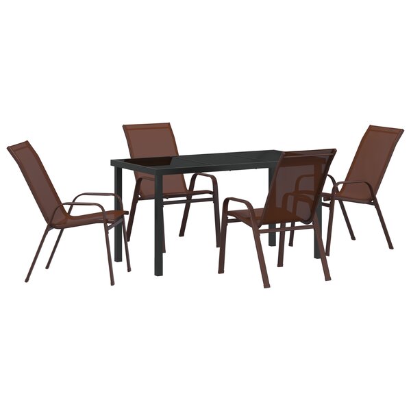 Ensemble de Salle à Manger de Jardin 5 Pièces vidaXL Marron Textilène et Acier