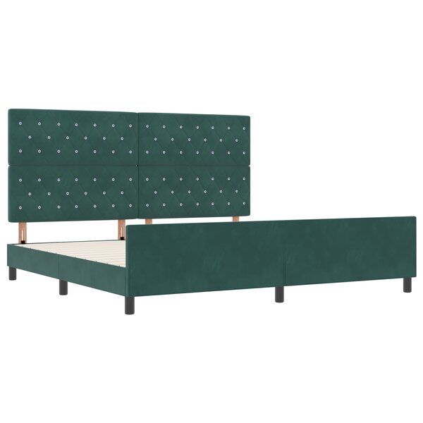 Frame de lit vidaXL Vert foncé 200x200 cm Velours