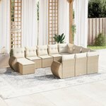 vidaXL Salon de jardin 11 Pièces avec coussins beige résine tressée