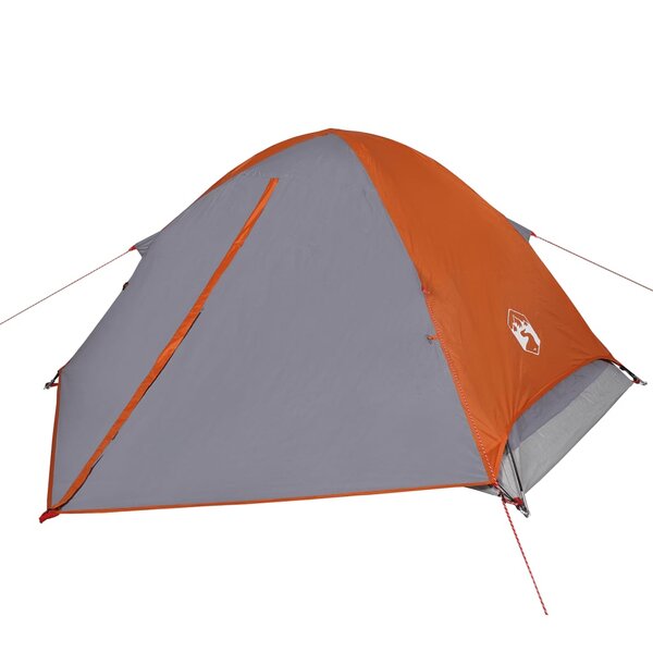 vidaXL Tente de camping à dôme 4 personnes gris et orange imperméable