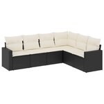 vidaXL Salon de jardin 6 Pièces avec coussins noir résine tressée