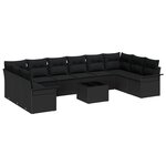 vidaXL Ensemble de canapé de jardin 11 Pièces Noir Poly rotin