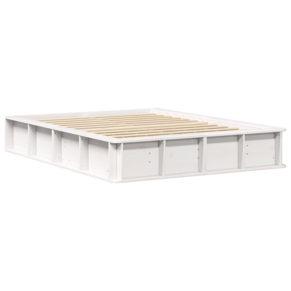 vidaXL Cadre de lit avec stockage Blanc 120 x 190 cm bois